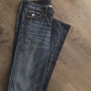Lucky Jeans with beaded peace sign detailing